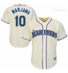 Mens Majestic Seattle Mariners 10 Mike Marjama Replica Cream Alternate Cool Base MLB Jersey 