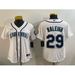 Women Seattle Mariners 29 Cal Raleigh White Cool Base Stitched Baseball Jersey 