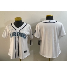 Women Seattle Mariners Blank White Cool Base Stitched Baseball Jersey 