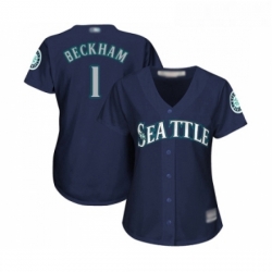 Womens Seattle Mariners 1 Tim Beckham Replica Navy Blue Alternate 2 Cool Base Baseball Jersey 