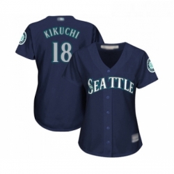 Womens Seattle Mariners 18 Yusei Kikuchi Replica Navy Blue Alternate 2 Cool Base Baseball Jersey 