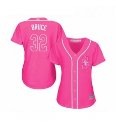 Womens Seattle Mariners 32 Jay Bruce Replica Pink Fashion Cool Base Baseball Jersey 