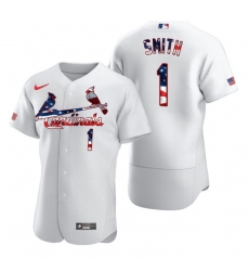 Men St.Louis Cardinals 1 Ozzie Smith White USA Flag Fashion Nike Cool Base Jersey