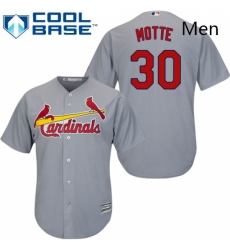 Mens Majestic St Louis Cardinals 30 Jason Motte Replica Grey Road Cool Base MLB Jersey 