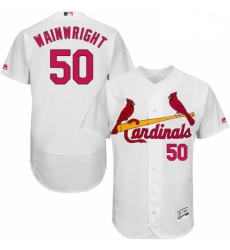 Mens Majestic St Louis Cardinals 50 Adam Wainwright White Home Flex Base Authentic Collection MLB Jersey