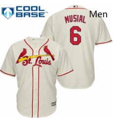 Mens Majestic St Louis Cardinals 6 Stan Musial Replica Cream Alternate Cool Base MLB Jersey