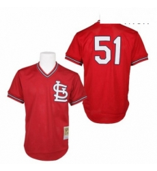 Mens Mitchell and Ness 1985 St Louis Cardinals 51 Willie McGee Replica Red Throwback MLB Jersey