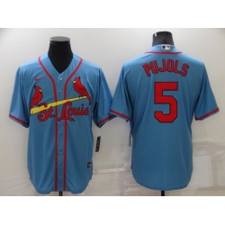 Men's St Louis Cardinals #5 Albert Pujols Light Blue Stitched MLB Cool Base Nike Jersey