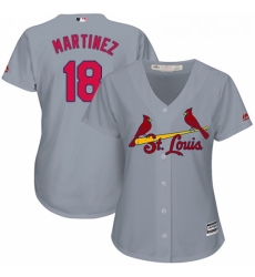 Womens Majestic St Louis Cardinals 18 Carlos Martinez Authentic Grey Road Cool Base MLB Jersey