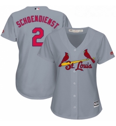 Womens Majestic St Louis Cardinals 2 Red Schoendienst Authentic Grey Road Cool Base MLB Jersey