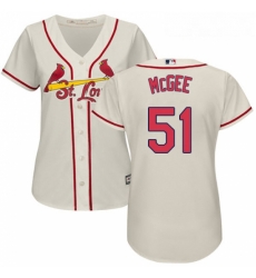 Womens Majestic St Louis Cardinals 51 Willie McGee Authentic Cream Alternate Cool Base MLB Jersey