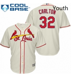 Youth Majestic St Louis Cardinals 32 Steve Carlton Authentic Cream Alternate Cool Base MLB Jersey 