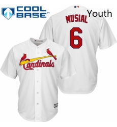 Youth Majestic St Louis Cardinals 6 Stan Musial Authentic White Home Cool Base MLB Jersey