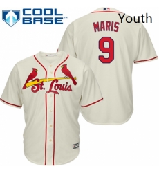 Youth Majestic St Louis Cardinals 9 Roger Maris Authentic Cream Alternate Cool Base MLB Jersey