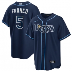 Men Tampa Bay Rays 5 Wander Franco Navy Cool Base Stitched Baseball Jersey