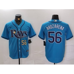 Men Tampa Bay Rays 56 Randy Arozarena Blue Cool Base Stitched Baseball Jersey 3