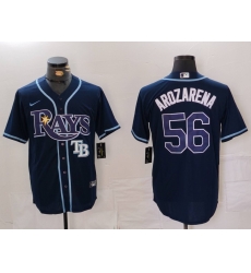 Men Tampa Bay Rays 56 Randy Arozarena Navy Cool Base Stitched Baseball Jersey 3