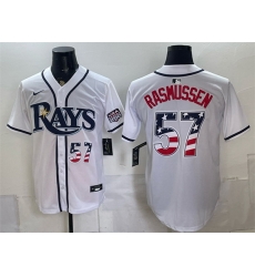 Men Tampa Bay Rays 57 Drew Rasmussen White 2026 USA 250 Fourth of July Home Stitched Baseball Jersey Men Tampa Bay Rays 57 Drew Rasmussen White 2026 USA 250 Fourth of July Home Stitched Baseball Jersey