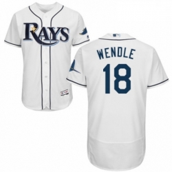 Mens Majestic Tampa Bay Rays 18 Joey Wendle Home White Home Flex Base Authentic Collection MLB Jersey