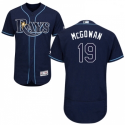 Mens Majestic Tampa Bay Rays 19 Dustin McGowan Navy Blue Alternate Flex Base Authentic Collection MLB Jersey