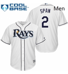 Mens Majestic Tampa Bay Rays 2 Denard Span Replica White Home Cool Base MLB Jersey 