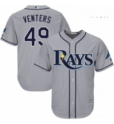 Mens Majestic Tampa Bay Rays 49 Jonny Venters Replica Grey Road Cool Base MLB Jersey 