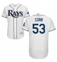 Mens Majestic Tampa Bay Rays 53 Alex Cobb Home White Flexbase Authentic Collection MLB Jersey