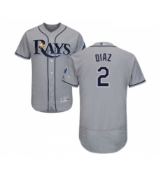 Mens Tampa Bay Rays 2 Yandy Diaz Grey Road Flex Base Authentic Collection Baseball Jersey