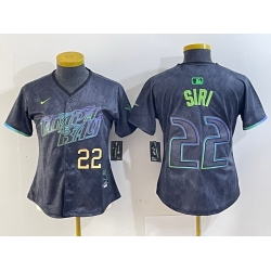 Women Tampa Bay Rays 22 Jose Siri Charcoal 2024 City Connect Limited Stitched Baseball Jersey  4