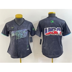 Women Tampa Bay Rays Team Big Logo Charcoal 2024 City Connect Limited Stitched1