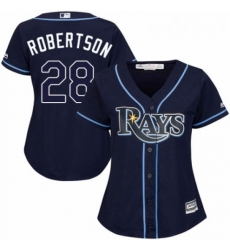 Womens Majestic Tampa Bay Rays 28 Daniel Robertson Authentic Navy Blue Alternate Cool Base MLB Jersey 