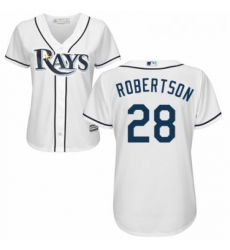 Womens Majestic Tampa Bay Rays 28 Daniel Robertson Replica White Home Cool Base MLB Jersey 