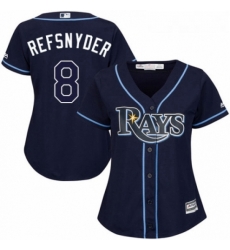 Womens Majestic Tampa Bay Rays 8 Rob Refsnyder Replica Navy Blue Alternate Cool Base MLB Jersey 