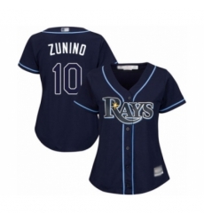 Women's Tampa Bay Rays #10 Mike Zunino Authentic Navy Blue Alternate Cool Base Baseball Player Jersey