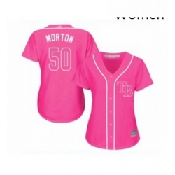 Womens Tampa Bay Rays 50 Charlie Morton Replica Pink Fashion Cool Base Baseball Jersey 