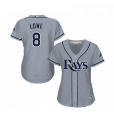 Womens Tampa Bay Rays 8 Brandon Lowe Replica Grey Road Cool Base Baseball Jersey 