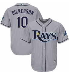 Youth Majestic Tampa Bay Rays 10 Corey Dickerson Replica Grey Road Cool Base MLB Jersey