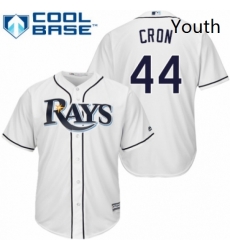 Youth Majestic Tampa Bay Rays 44 C J Cron Authentic White Home Cool Base MLB Jersey 