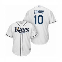 Youth Tampa Bay Rays #10 Mike Zunino Authentic White Home Cool Base Baseball Player Jersey