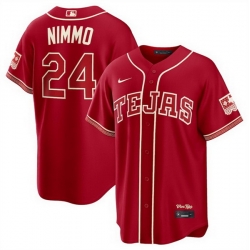 Men Texas Rangers  24 Brandon Nimmo Red 2026 City Connect Stadium Stitched Baseball Jersey