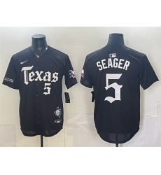 Men Texas Rangers  5 Corey Seager Black Gothic Mexico 2025 Vapor Premier Limited Stitched Baseball Jersey