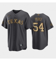 Men Texas Rangers 54 Martin Perez 2022 All Star Charcoal Cool Base Stitched Baseball Jersey