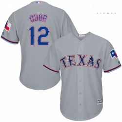 Mens Majestic Texas Rangers 12 Rougned Odor Replica Grey Road Cool Base MLB Jersey