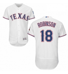 Mens Majestic Texas Rangers 18 Drew Robinson White Home Flex Base Authentic Collection MLB Jersey