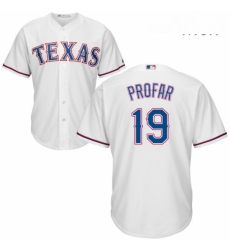 Mens Majestic Texas Rangers 19 Jurickson Profar Replica White Home Cool Base MLB Jersey