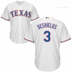 Mens Majestic Texas Rangers 3 Delino DeShields Replica White Home Cool Base MLB Jersey