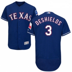 Mens Majestic Texas Rangers 3 Delino DeShields Royal Blue Alternate Flex Base Authentic Collection MLB Jersey