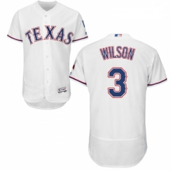 Mens Majestic Texas Rangers 3 Russell Wilson White Home Flex Base Authentic Collection MLB Jersey