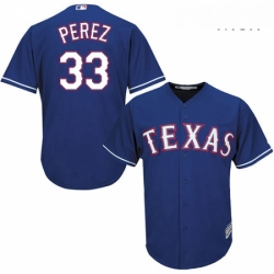 Mens Majestic Texas Rangers 33 Martin Perez Replica Royal Blue Alternate 2 Cool Base MLB Jersey