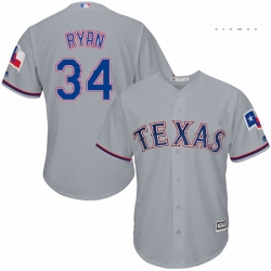 Mens Majestic Texas Rangers 34 Nolan Ryan Replica Grey Road Cool Base MLB Jersey